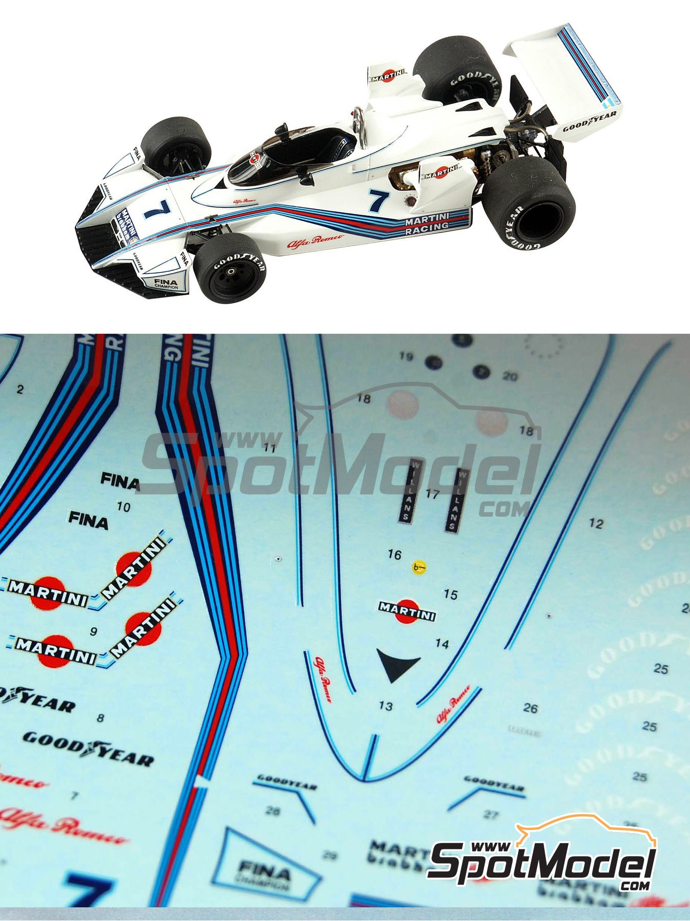 Brabham Alfa Romeo BT45 Brabham Racing Organisation Team sponsored by  Martini Racing - Press version 1975. Marking / livery in 1/43 scale  manufactured